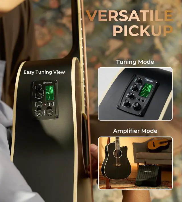 Alt view image 4 of 7 - 12 String Guitar Acoustic Electric, Upgraded Guitar 12 Strings Bundle for Beginner Intermediate Adults Teens, Guitarra de 12 Cuerdas, Spruce Top Bone Nut, Black, Matte