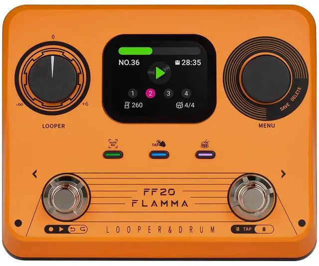 Main image of FF20 Looper Pedal Drum Machine, Drum Looper Guitar Pedal with Screen, 300 Min Recording, 220 Drum Grooves, 100 Loop Slots, Time Stretch, Auto Record, USB & Headphone Out, for Guitar and Bass