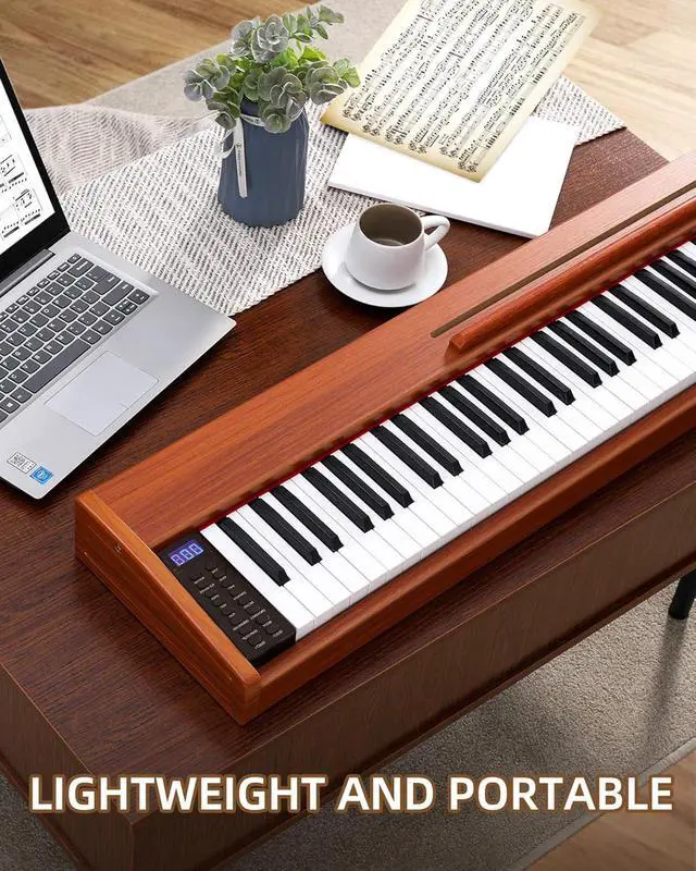 Alt view image 7 of 7 - Digital Piano 88 key Semi Weighted Keyboard With X Stand & Sustain Pedal, Full-Size Beginner Electric Piano For Bluetooth, Headphone Mode, USB-MIDI (Brown)