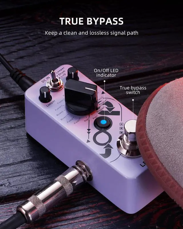 Alt view image 5 of 7 - Drum Looper Pedal, Drum Machine with 20 Minutes Looping, 16 Drum Grooves, 3 Modes, Tap Tempo, Overdubs with the Micro Looper, Mini Loop Guiter Pedals for Electric Guitar