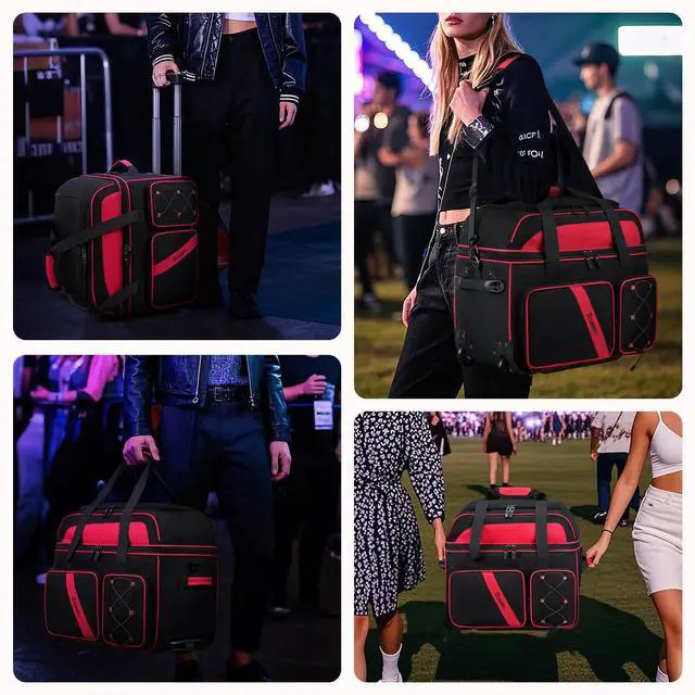 Alt view image 6 of 6 - DJ Cable Bag with Wheels for Equipment,Rolling Gig Bags for Musicians | 8 Detachable Dividers, Multiple Pockets for Laptop Microphone, Durable Fabric, Versatile Carrying, for Outdoor Events Touring