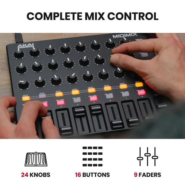 Alt view image 3 of 7 - MIDImix - USB MIDI Controller Mixer with Assignable Faders and Master Fader, 24 Knobs and 16 Buttons, 1 to 1 Mapping With Ableton Live