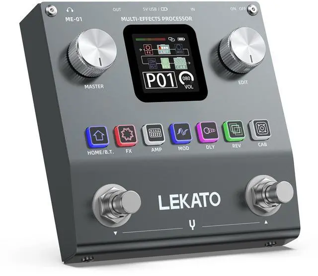 Main image of Multi Effects Guitar Pedal, Electric Guitar Effects Pedal, Pocket Rechargeable Effects Processor with 6 Effects Modules, 80 Presets, 20 IRs, BT Audio, Headphone Output