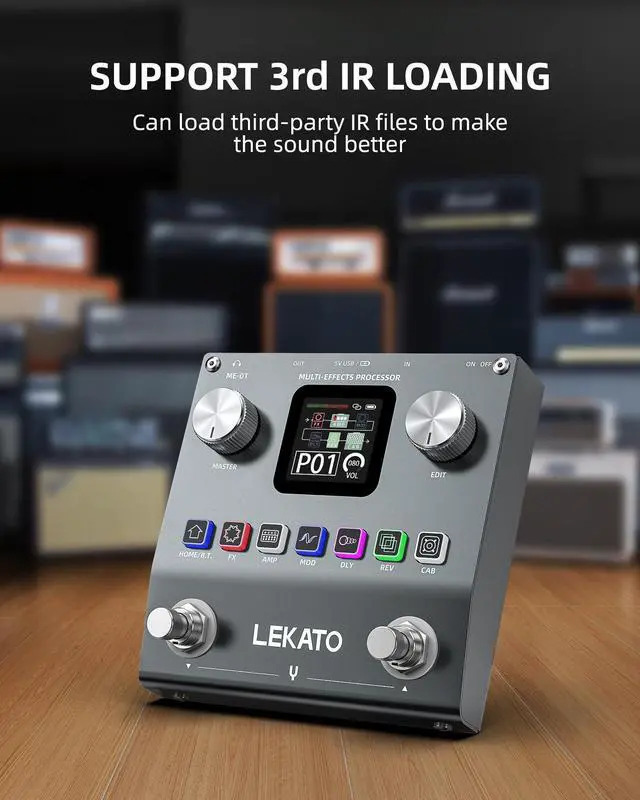 Alt view image 6 of 7 - Multi Effects Guitar Pedal, Electric Guitar Effects Pedal, Pocket Rechargeable Effects Processor with 6 Effects Modules, 80 Presets, 20 IRs, BT Audio, Headphone Output