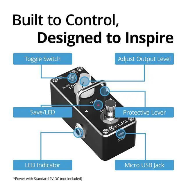 Alt view image 3 of 7 - KLIQ Super-Looper Micro Looper Effect Pedal for Guitar & Bass
