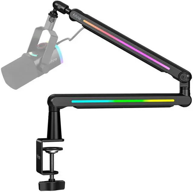 Main image of BM88Pro RGB Low Profile Microphone Boom Arm for Gaming Streaming | Adjustable Mic Stand, Controllable RGB, Desk Mount Clamp, Cable Management, Screw Adapter