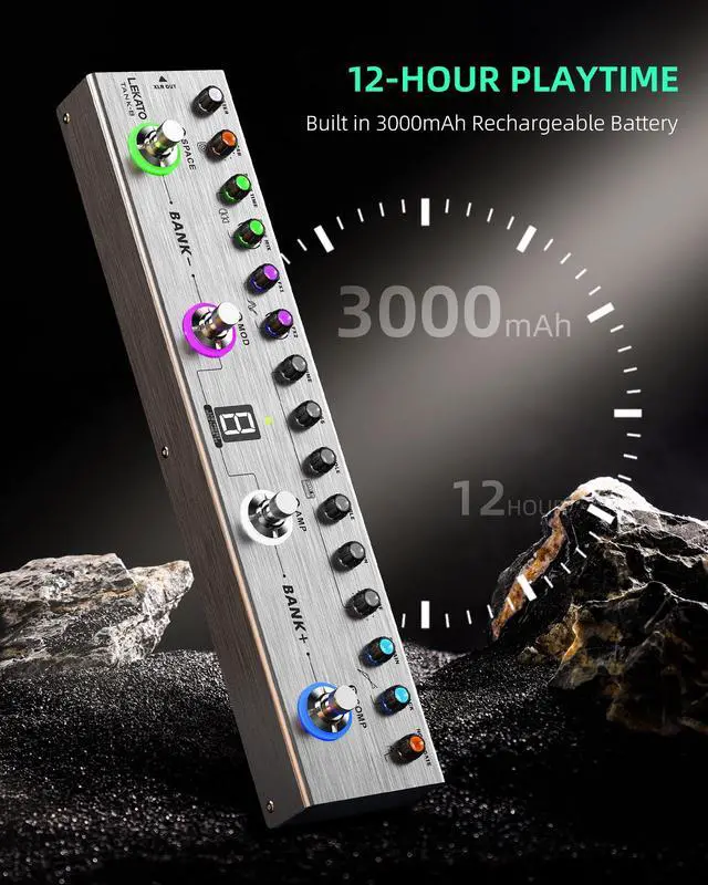 Alt view image 4 of 7 - Bass Multi Effects Pedal, Bass Effects Pedal with 36 Presets, Editable 4 Modules, Amp, Compressor, Mod, Space, Reverb, IR CAB, Tuner, BT Connection, Music Recording