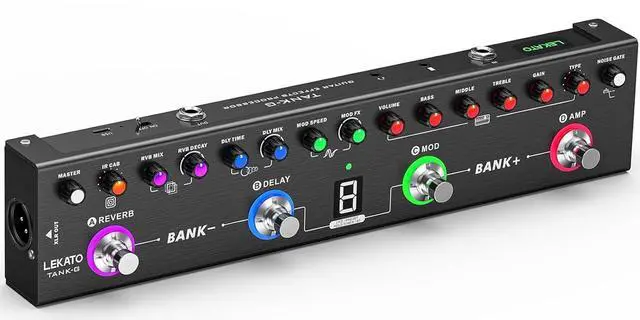 Main image of Multi Effects Guitar Pedal, Guitar Effects Pedal with 36 Presets, Editable 4 Modules, Amp, Chorus, Delay, Reverb, IR CAB, Tuner, BT Connection, Music Recording