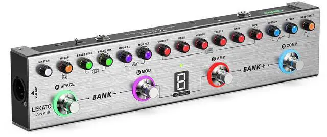 Main image of Bass Multi Effects Pedal, Bass Effects Pedal with 36 Presets, Editable 4 Modules, Amp, Compressor, Mod, Space, Reverb, IR CAB, Tuner, BT Connection, Music Recording