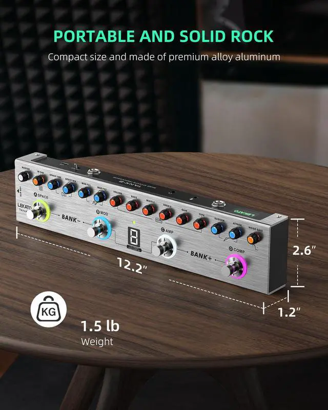 Alt view image 7 of 7 - Bass Multi Effects Pedal, Bass Effects Pedal with 36 Presets, Editable 4 Modules, Amp, Compressor, Mod, Space, Reverb, IR CAB, Tuner, BT Connection, Music Recording