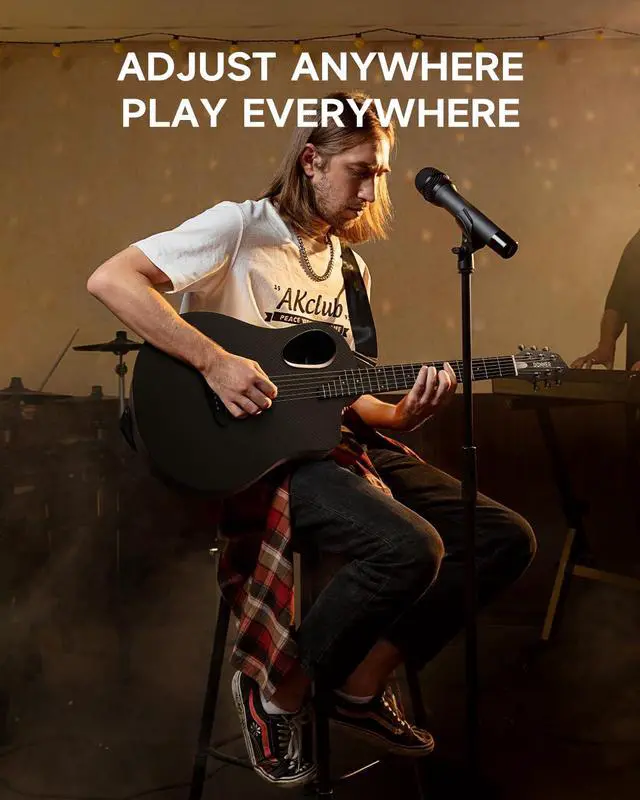 Alt view image 6 of 7 - Acoustic Electric Guitar Beginner Kits with Carbon Fiber Top, Wooden Bowl, Built-in Pickups, 38 Inch, RISING-G2 (Black)