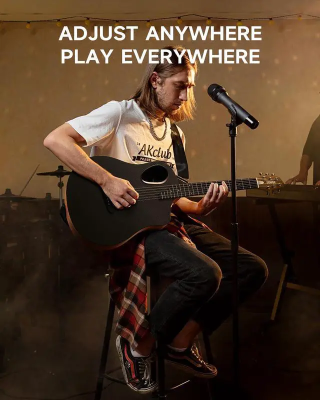 Alt view image 6 of 7 - Acoustic Electric Guitar Kit for Beginner Intermediate Adult with Built-in Pickups, Carbon Fiber Top, Wooden Bowl, 38 Inch, RISING-G2 (Brown)