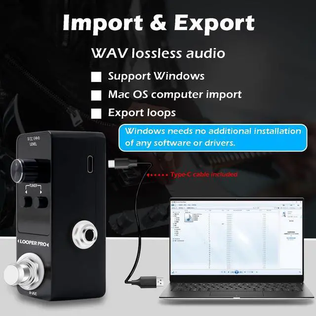 Alt view image 5 of 7 - Loop Pedal Pro- 40 Mins Looping Time 9 Loops Professional Guitar Looper Pedal With Tuner for Electric Guitar One-Step Looping Unlimited Overdubs Undo Redo