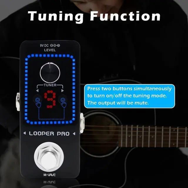 Alt view image 6 of 7 - Loop Pedal Pro- 40 Mins Looping Time 9 Loops Professional Guitar Looper Pedal With Tuner for Electric Guitar One-Step Looping Unlimited Overdubs Undo Redo