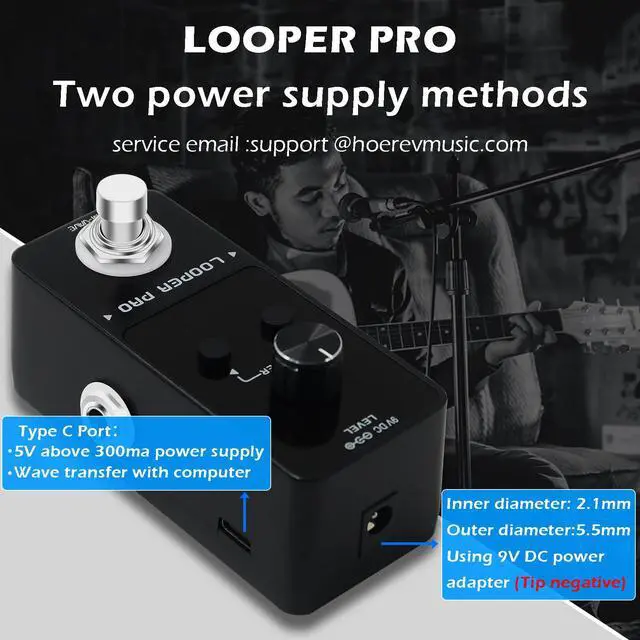 Alt view image 2 of 7 - Loop Pedal Pro- 40 Mins Looping Time 9 Loops Professional Guitar Looper Pedal With Tuner for Electric Guitar One-Step Looping Unlimited Overdubs Undo Redo