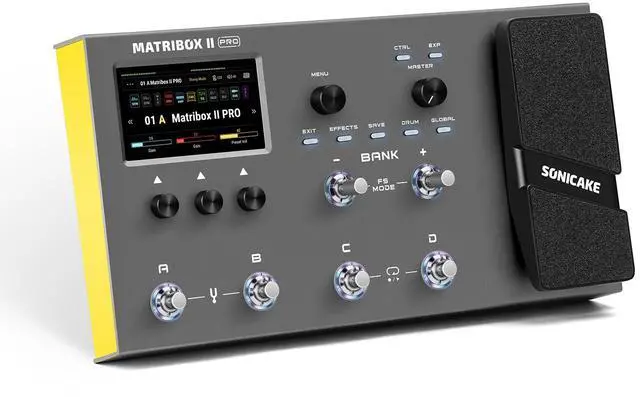 Main image of Matribox II Pro - Multi Effects Guitar Pedal with Expression, 240+ Built-in Guitar Effects, Amp Modeling, IR Cabinet Simulation, FX Loop, MIDI Stereo OTG USB Audio Interface Color TouchScreen