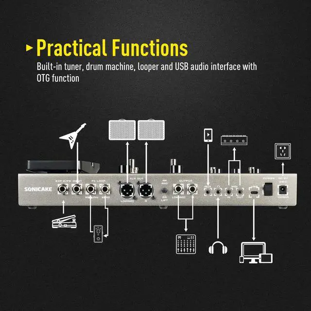 Alt view image 6 of 7 - Matribox II Pro - Multi Effects Guitar Pedal with Expression, 240+ Built-in Guitar Effects, Amp Modeling, IR Cabinet Simulation, FX Loop, MIDI Stereo OTG USB Audio Interface Color TouchScreen