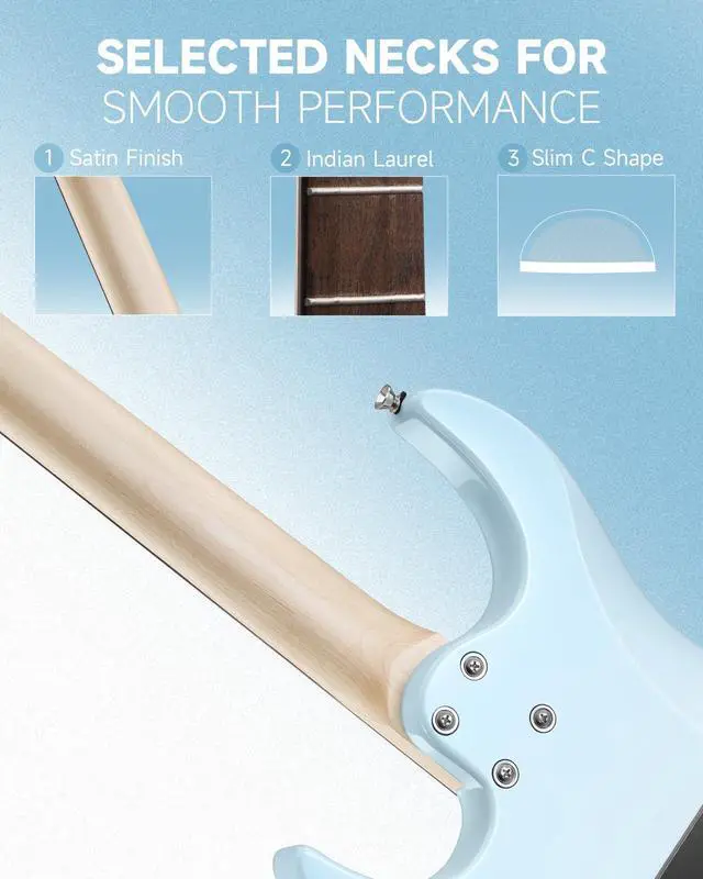 Alt view image 3 of 7 - DMT-66 Solid Body Electric Guitar Kit for Beginners, Full Size 39" Electric Guitar with HSS Pickups, Poplar Body, Maple Neck, Starter Guitar with Gig Bag & Adjustment Wrench, Gradient Blue