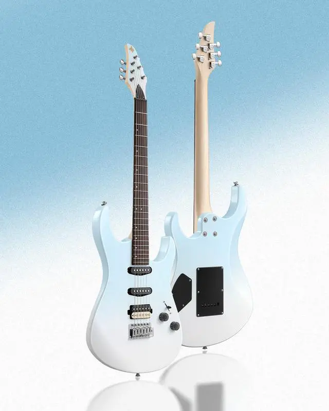 Alt view image 5 of 7 - DMT-66 Solid Body Electric Guitar Kit for Beginners, Full Size 39" Electric Guitar with HSS Pickups, Poplar Body, Maple Neck, Starter Guitar with Gig Bag & Adjustment Wrench, Gradient Blue