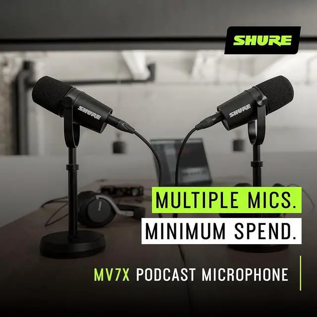 Alt view image 7 of 7 - MV7X XLR Podcast Microphone with XLR Cable - Dynamic Mic for Podcasting & Vocal Recording, Voice-Isolating Technology, All Metal Construction, Mic Stand Compatible, Optimized Frequency - Black