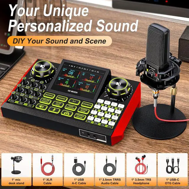 Alt view image 2 of 7 - Podcast Equipment Bundle - All-in-One Audio Mixer Production Studio with 3.5mm Microphone for Live Streaming, Podcast Recording, PC, Smartphone & DJ (Model: G9-PKPRO DJ Mixer