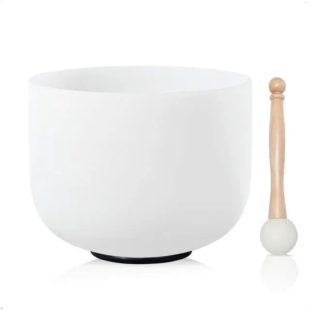 Main image of 12 Inch B Note Crown Chakra Frosted Quartz Crystal Singing Bowl for Sound Healing