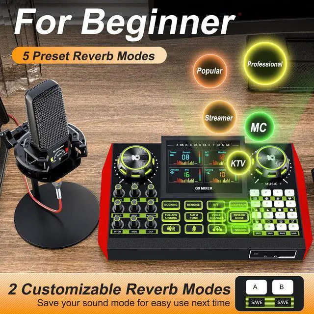 Alt view image 4 of 7 - Podcast Equipment Bundle - All-in-One Audio Mixer Production Studio with 3.5mm Microphone for Live Streaming, Podcast Recording, PC, Smartphone & DJ (Model: G9-PKPRO DJ Mixer