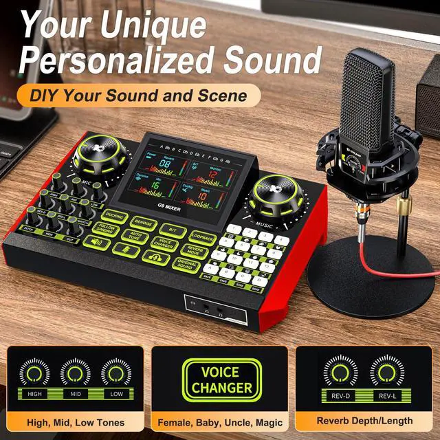 Alt view image 3 of 7 - Podcast Equipment Bundle - All-in-One Audio Mixer Production Studio with 3.5mm Microphone for Live Streaming, Podcast Recording, PC, Smartphone & DJ (Model: G9-PKPRO DJ Mixer
