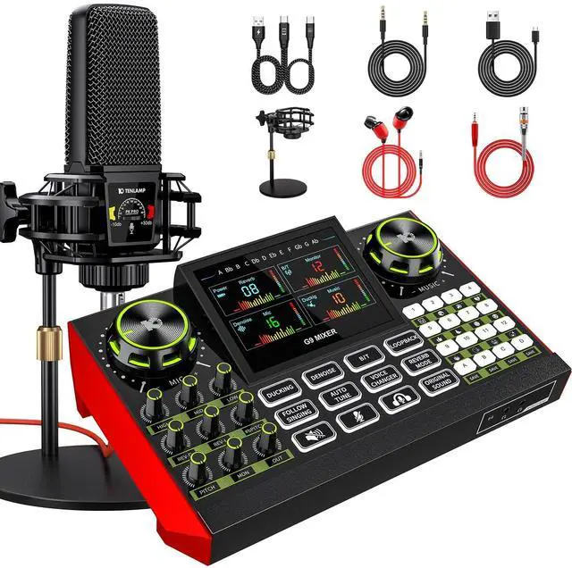 Main image of Podcast Equipment Bundle - All-in-One Audio Mixer Production Studio with 3.5mm Microphone for Live Streaming, Podcast Recording, PC, Smartphone & DJ (Model: G9-PKPRO DJ Mixer