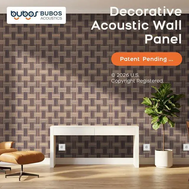 Alt view image 2 of 7 - 6 Pack Wood Wall Panel,23.6"x23.6" Peel and Stick Faux Acousitc Panel | Luxury Brown Woodgrain Textured Panel for Wall & Home Decor - Self Adhesive Sound Absorbing for Studio,Office, Living Room