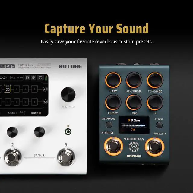 Alt view image 3 of 7 - Verbera Convolution Reverb Pedal Dual Engine Stereo Reverb with 120 IRs, XR Algorithm, MIDI & USB, Studio-Grade Effects for Guitar, Synths, and FX Loops(Incl 1PCS TRS cable by VOLKTONE)