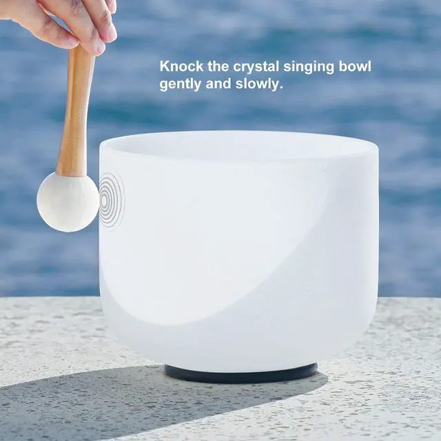 Alt view image 5 of 7 - 12 Inch B Note Crown Chakra Frosted Quartz Crystal Singing Bowl for Sound Healing