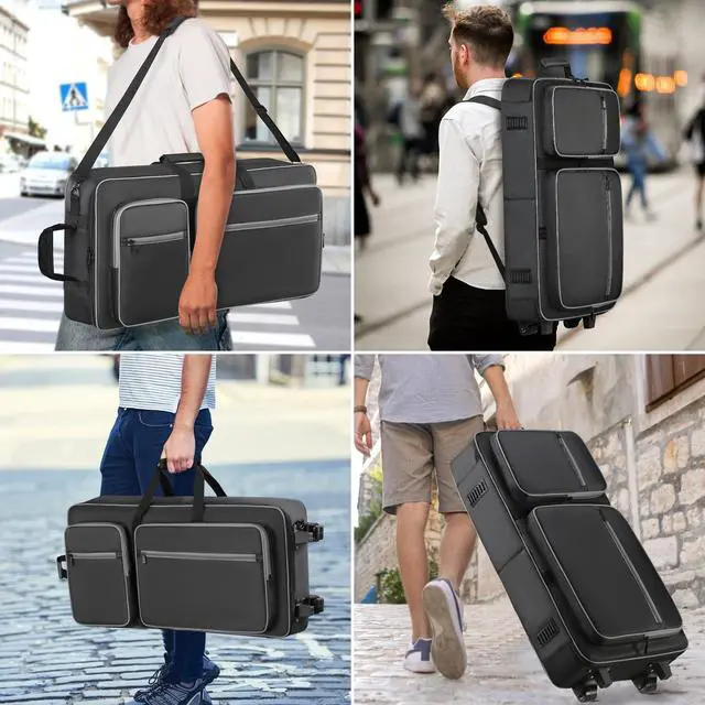 Alt view image 7 of 7 - DJ Controller Case Soft Padded with Wheels, Backpack Strap / Shoulder Strap | Compatible with DDJ 800 / FLX6 / SX2 SX3 / MC7000 / Mixon 8 Pro, Soft Thick Padded, Multi-pocket for DJ Accessories