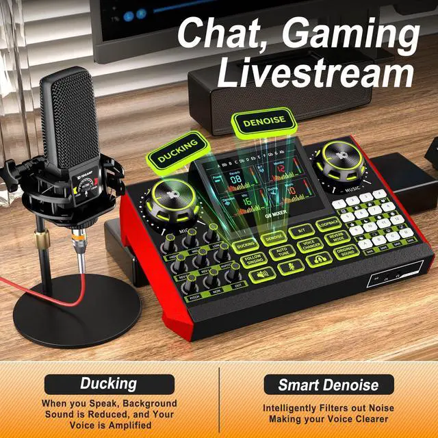 Alt view image 6 of 7 - Podcast Equipment Bundle - All-in-One Audio Mixer Production Studio with 3.5mm Microphone for Live Streaming, Podcast Recording, PC, Smartphone & DJ (Model: G9-PKPRO DJ Mixer