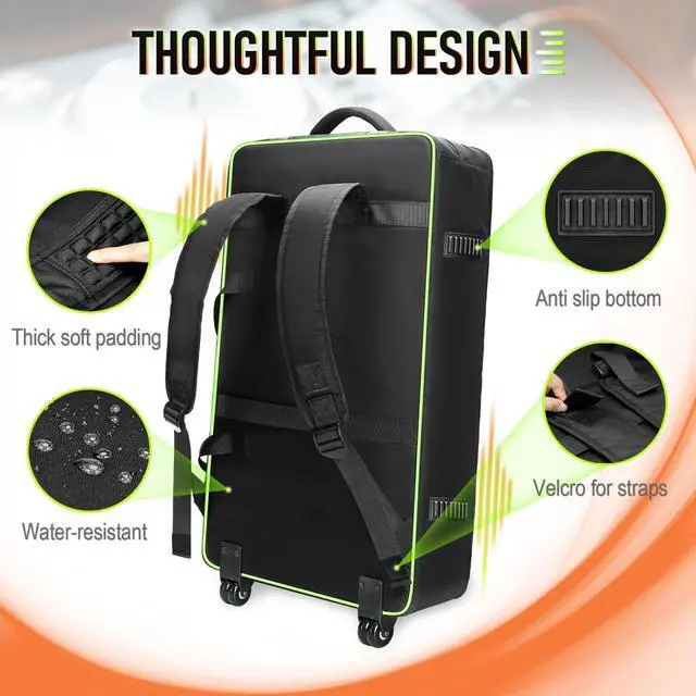Alt view image 5 of 7 - DJ Controller Case with Wheels Compatible with DDJ-FLX10/GRV6/ 1000 | Padded Large DJ Controller Bag Fits DDJ REV7/REV5/FLX6/1000, Gig Bag with Multi-Pocket and Adjustable Shoulder Strap