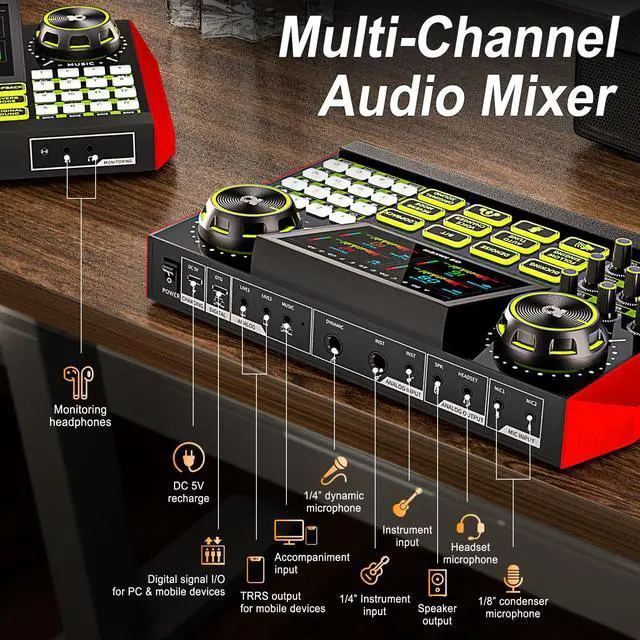 Alt view image 7 of 7 - Podcast Equipment Bundle - All-in-One Audio Mixer Production Studio with 3.5mm Microphone for Live Streaming, Podcast Recording, PC, Smartphone & DJ (Model: G9-PKPRO DJ Mixer