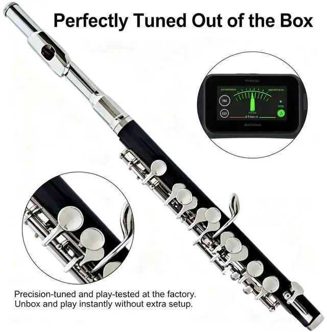 Alt view image 3 of 7 - Piccolo C Key, Nickel Plated, DPC-110, for Beginner Student Piccolo Instrument, Carrying Case