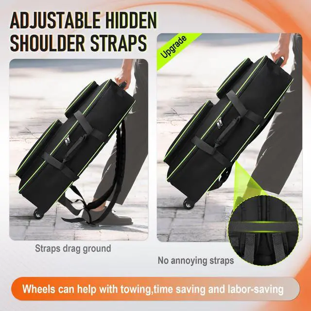 Alt view image 6 of 7 - DJ Controller Case with Wheels Compatible with DDJ-FLX10/GRV6/ 1000 | Padded Large DJ Controller Bag Fits DDJ REV7/REV5/FLX6/1000, Gig Bag with Multi-Pocket and Adjustable Shoulder Strap