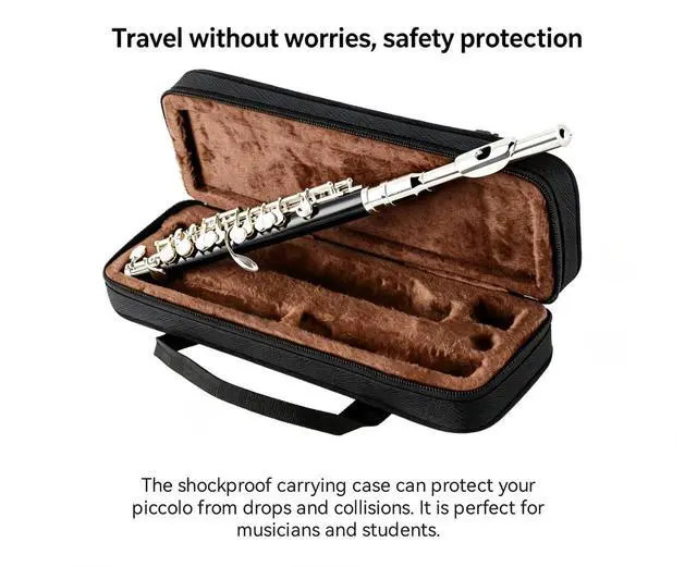 Alt view image 4 of 7 - Piccolo C Key, Nickel Plated, DPC-110, for Beginner Student Piccolo Instrument, Carrying Case
