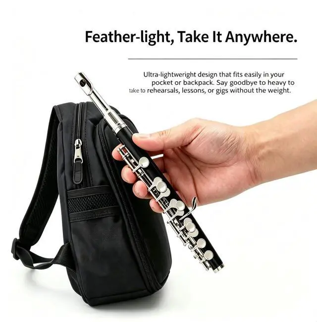 Alt view image 5 of 7 - Piccolo C Key, Nickel Plated, DPC-110, for Beginner Student Piccolo Instrument, Carrying Case