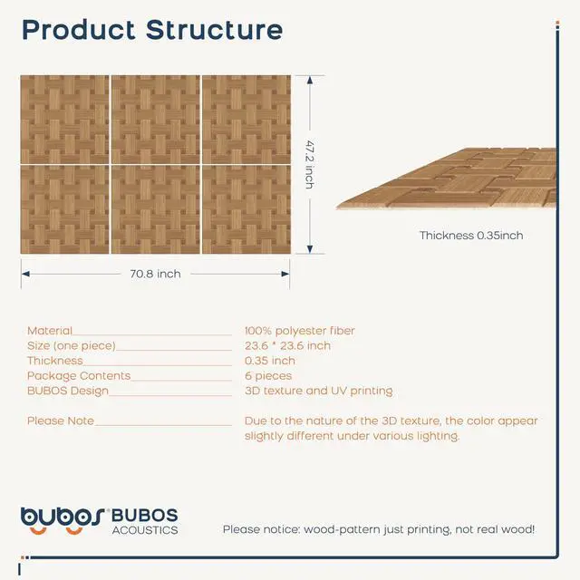 Alt view image 3 of 7 - 6 Pack Wood Wall Panel,23.6"x23.6" Peel and Stick Faux Acousitc Panel | Luxury Mocha Woodgrain Textured Panel for Wall & Home Decor - Self Adhesive Sound Absorbing for Studio,Office, Living Room