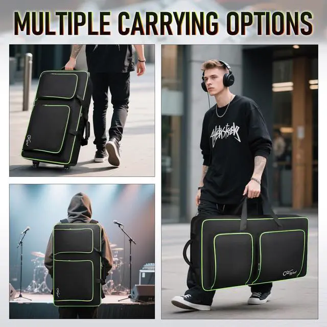 Alt view image 7 of 7 - DJ Controller Case with Wheels Compatible with DDJ-FLX10/GRV6/ 1000 | Padded Large DJ Controller Bag Fits DDJ REV7/REV5/FLX6/1000, Gig Bag with Multi-Pocket and Adjustable Shoulder Strap