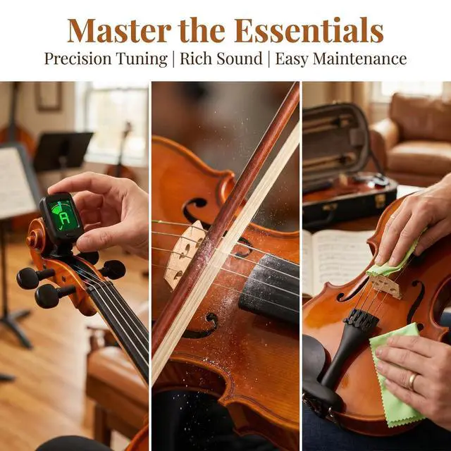 Alt view image 7 of 7 - Size 1/2 beginner first violin Set for Kids, Solid Wood Acoustic Fiddle Kit with Hard Case, Bow, Rosin, Shoulder Rest, Tuner and Extra Strings