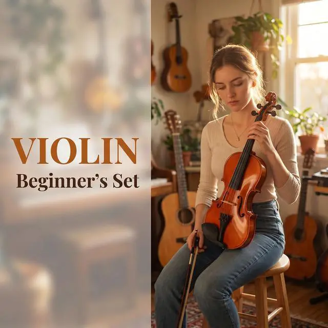 Alt view image 3 of 7 - Size 1/2 beginner first violin Set for Kids, Solid Wood Acoustic Fiddle Kit with Hard Case, Bow, Rosin, Shoulder Rest, Tuner and Extra Strings