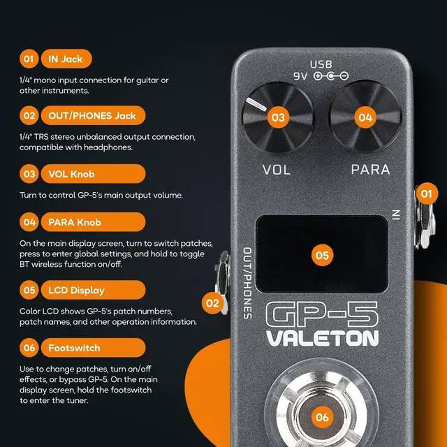 Alt view image 3 of 7 - GP-5 Compact Multi-Effects Processor SnapTone & IR Loader, 100+ Effects, Bluetooth, USB Audio Interface
