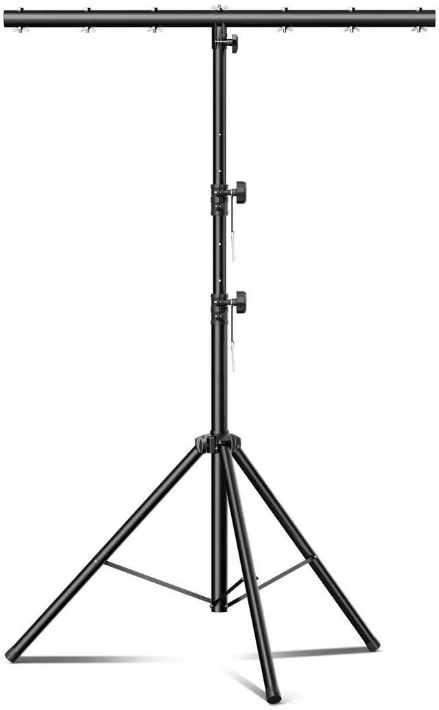 Main image of DJ Lights Stand with Round T Bar, Heavy Duty Par Can Tripod for 7 Lights Stage Light Stand Adjustable Height 48.8-114.1 Inch, DJ Lighting Suitable for Stages, Bar, Banquet, Party