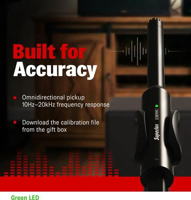 Alt view image 5 of 7 - ECM999U USB Measurement Microphone Set, Omni Free-Field Condenser Mic for Room Acoustic Analysis, Speaker Testing, Measurement & Recording, USB-C Plug-and-Play, 24-Bit/48kHz, Win/Mac