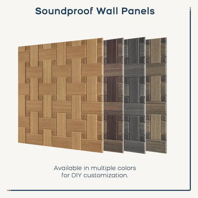 Alt view image 7 of 7 - 6 Pack Wood Wall Panel,23.6"x23.6" Peel and Stick Faux Acousitc Panel | Luxury Brown Woodgrain Textured Panel for Wall & Home Decor - Self Adhesive Sound Absorbing for Studio,Office, Living Room