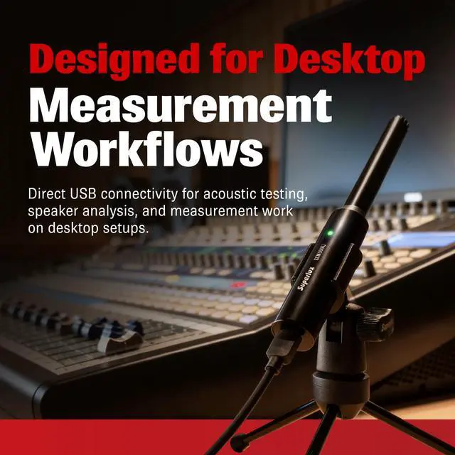 Alt view image 6 of 7 - ECM999U USB Measurement Microphone Set, Omni Free-Field Condenser Mic for Room Acoustic Analysis, Speaker Testing, Measurement & Recording, USB-C Plug-and-Play, 24-Bit/48kHz, Win/Mac