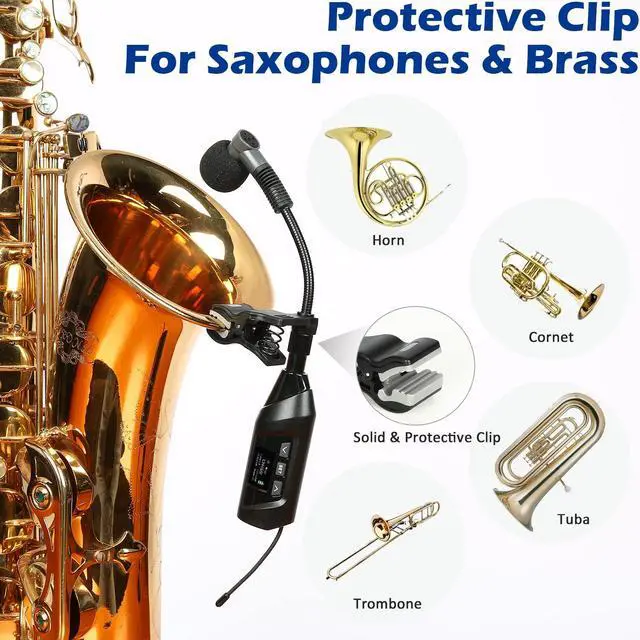 Alt view image 3 of 7 - TR15 Wireless Clip-On Saxophone Microphone System | For sax and trumpet, Preset EQ and echo, 196 ft range, Rechargeable, 4.5-hour runtime, Solo vocals and band performances